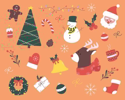 Festive Christmas symbols in a cheerful layout. illustration vector
