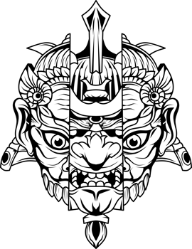 Hand drawn of warrior mask png