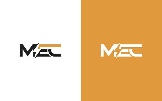 Letter MEC with Flash Icon Logo Design vector