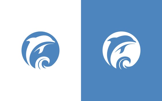 Business Logo Design Dolpin with wave Illustration vector