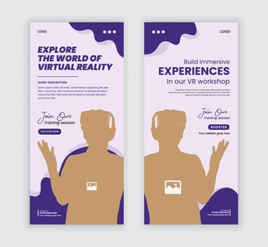 Virtual Reality Headset DL Flyer or Metaverse Promotion Rack Card Design Template vector