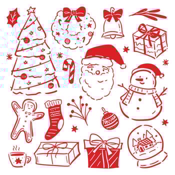 Hand drawn Christmas doodle illustration collection vector