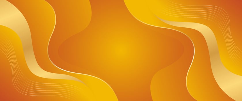 Elegant orange gradient luxury banner background with gold lines. Abstract wallpaper vector