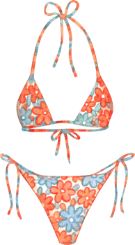 Hand-painted watercolor illustration of an orange bikini. png