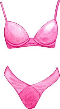 Hand-painted watercolor illustration of a pink bikini. png