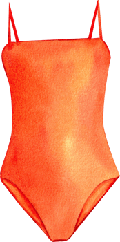 Hand-painted watercolor illustration of an orange swimsuit. png