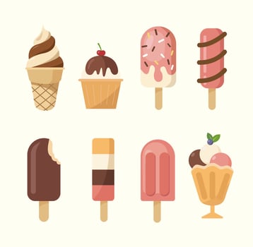 Ice cream collection flat illustration vector