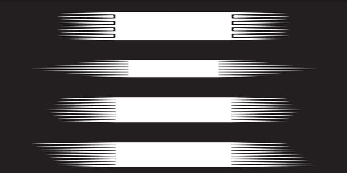 Black cartoon-style motion lines with soft corners. Text background with speed lines. speed effect set. vector