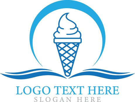 Minimal retro vintage style ice cream cone logo icon design with line art vector