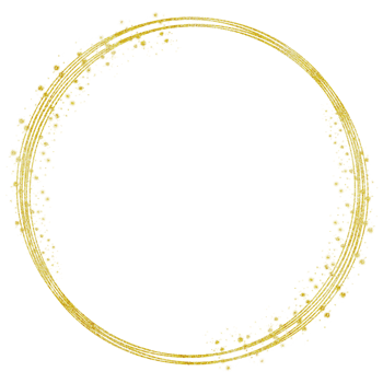 A glittery gold circle frame with a white interior background png