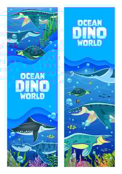 Prehistoric underwater dinosaurs Jurassic reptiles vector