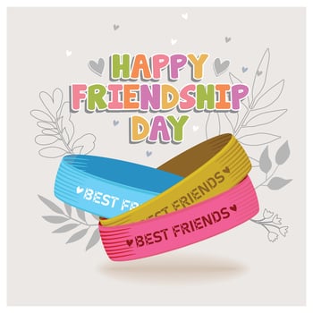 Three rubber bracelets for friends. Silicone bracelet with the words Best Friends. Friendship Day concept. Flat illustration. vector