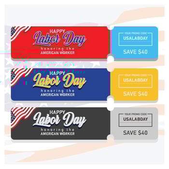 Labor Day gift promotional coupon. American Labor Day celebration. Labor Day sale concept. Flat illustration. vector