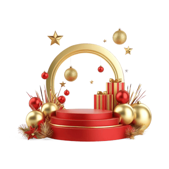 Gold and red podium New Year 3d isolate png