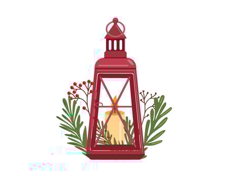 Winter Christmas lantern, decor in flat design. Merry holiday. vector