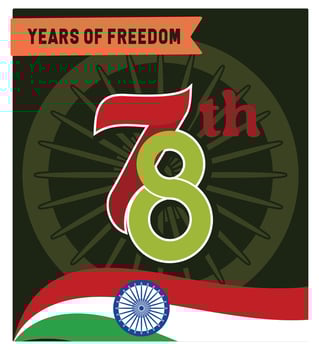 Commemorates 78 years of India's independence. Indian flag with Ashoka wheel. Independence Day India concept. Flat illustration. vector