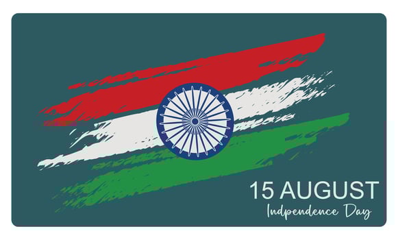 Indian Independence Day, 15 August. Indian flag tricolor with Ashoka wheel. Independence Day India concept. Flat illustration. vector