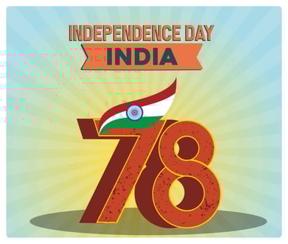 Commemorates India's Independence Day, August 15. Indian Flag with Ashoka Chakra. Independence Day India concept. Flat illustration. vector