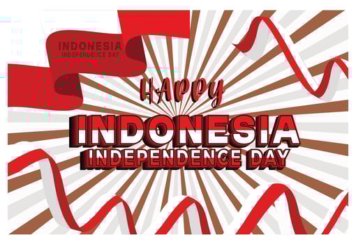 Independence Day celebration with red and white flag ribbons. Celebrating Indonesia's 79th Independence Day. Independence Day sale concept. Flat illustration. vector