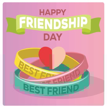 Three different rubber bracelets for friends. Symbol of celebrating Friendship Day. Friendship Day concept. Flat illustration. vector