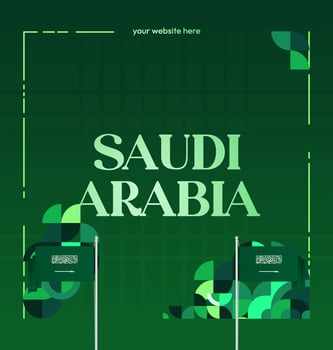 Saudi Arabia National Day Celebration Poster. Banner design with modern geometric elements and green color, perfect for festival or celebration events. vector