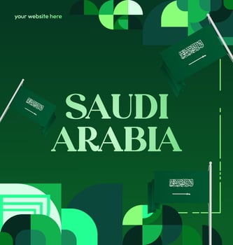 Saudi Arabia National Day banner design with gradient green background, perfect for music events or festivals. vector