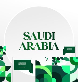 Saudi Arabia National Day Digital Banner. Square design with white background and Saudi Arabia flag. Ideal for celebratory events, music festivals or advertisements. vector