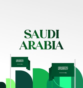 Saudi Arabia National Day Greeting Card. Square template with Saudi Arabia flag and geometric design. Perfect for National Day or Independence Day greeting cards. vector