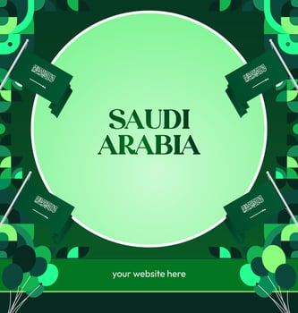 Greeting card or invitation design for Saudi Arabia National Day celebration with gradient green background. vector