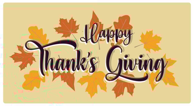 Thanksgiving text with autumn leaves. A day of thanksgiving after the harvest season. Thanksgiving concept. Flat illustration. vector