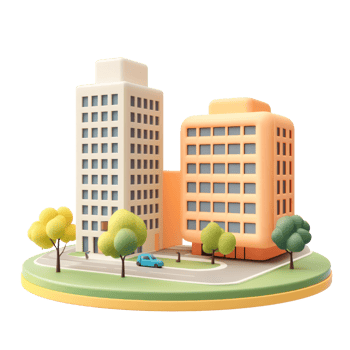 Modern Comercial buildings 3D icon cartoon isolate png