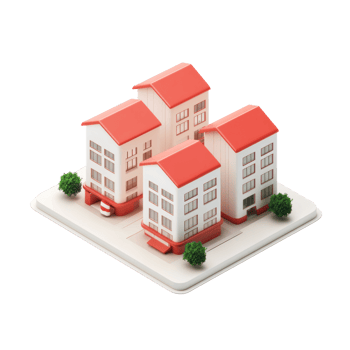 Residential buildings 3D icon isolate png