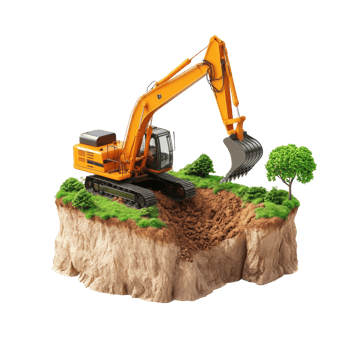 Excavator digging the ground 3D icon isolate png