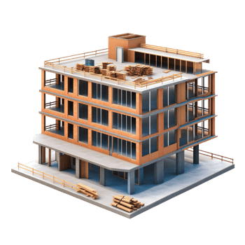 Commercial building under construction 3D icon isolate png