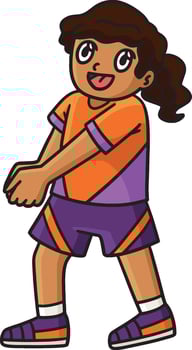 Daughter Playing Volleyball Cartoon Clipart vector