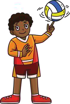 Volleyball Player Spinning Ball Cartoon Clipart vector