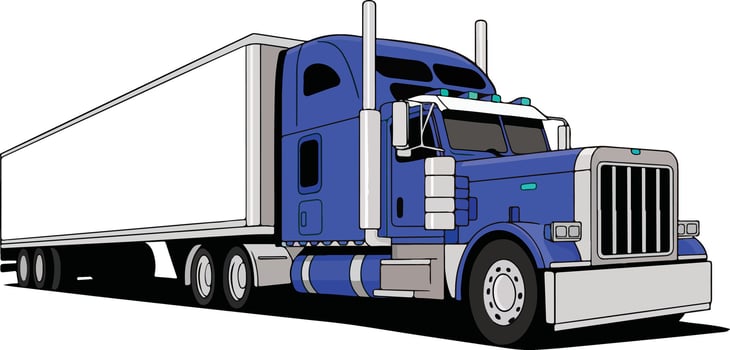 Delivery vehicles include semi trucks, trailers, lorries, and cargo vehicles. vector