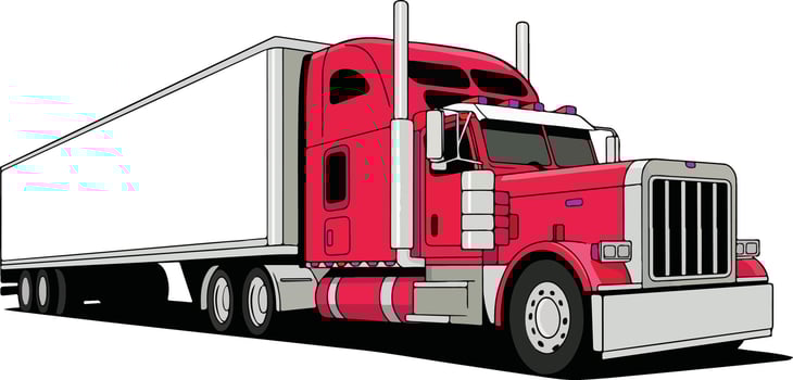 USA lorry, cargo vehicle, semi truck, and trailer vector