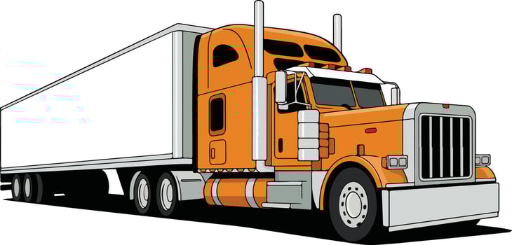 USA freight vehicle, semi truck, trailer, and lorry vector