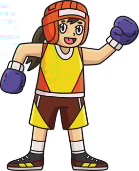Boxing Female Boxer with Protective Gear Clipart vector