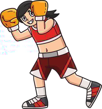 Boxing Female Boxer Blocking Cartoon Clipart vector