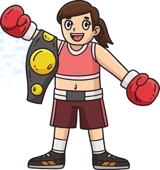 Boxing Female Boxer Raising Arm Victory Clipart vector