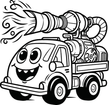 Cartoon fire truck coloring pages vector