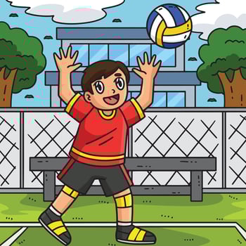 Volleyball Player Tossing the Ball Colored Cartoon vector