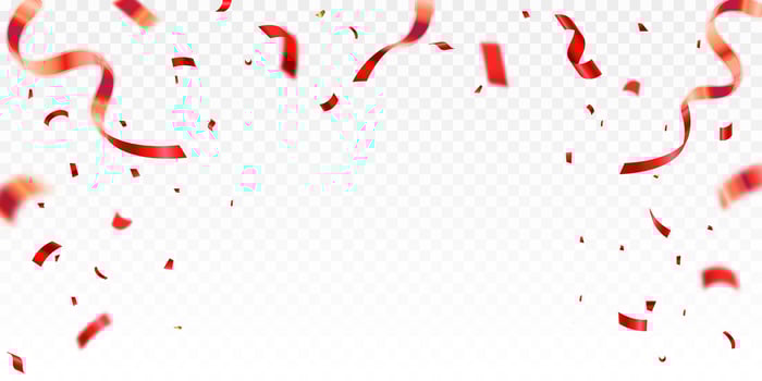 Abstract celebration party background design with confetti and red ribbons, red confetti isolated for Anniversary, Birthday party, Christmas, Carnival festivity, Holiday party banner, confetti vector