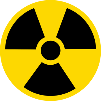 Radioactive sign icon. Yellow caution radiation warning sign radioactive icon png