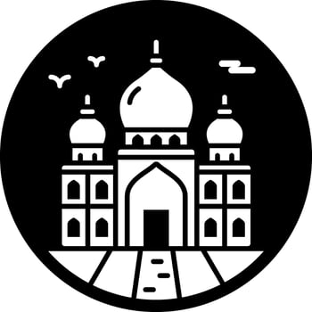 Taj mahal icon in filled style vector