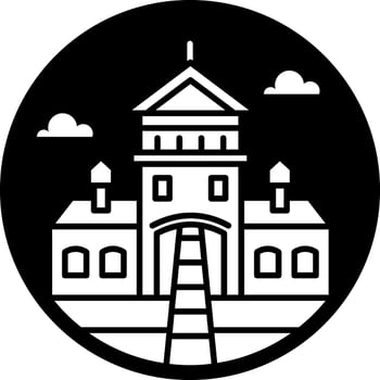 A filled style icon of auschwitz vector
