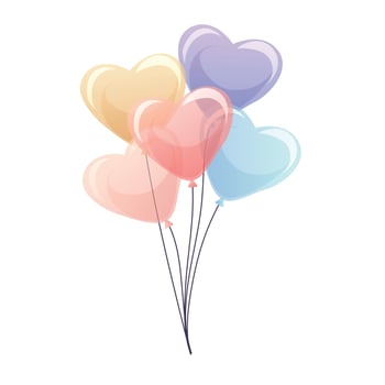 Illustration of Heart-Shaped Balloons on White Background vector