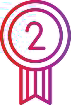 A purple and red ribbon with the number two on it vector